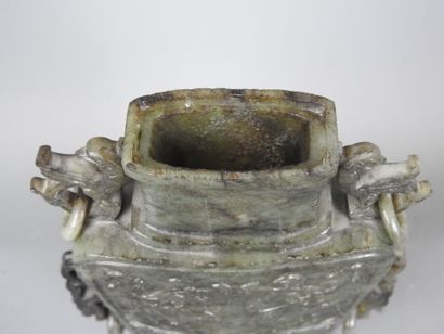 CHINA: Spinach-green jadeite stone vase,...
