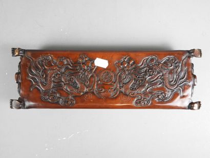 CHINA: Wooden openwork box with dragons,...