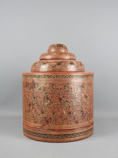 BIRMANIA: Large and beautiful lacquered bamboo...