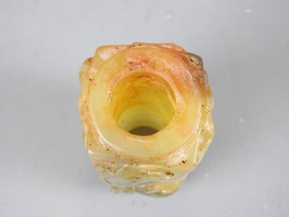CHINA: Cylindrical ornament in rust-veined...