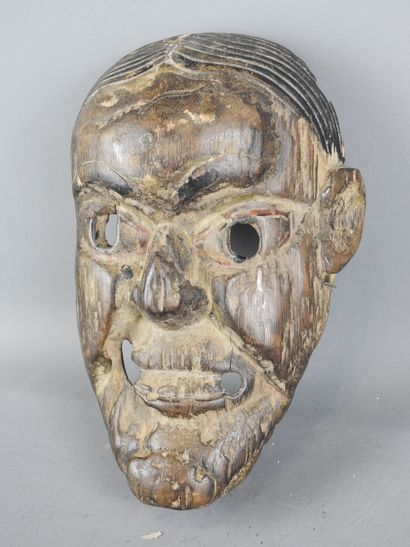 TERAIL, Nepal : Carved wooden dance mask....