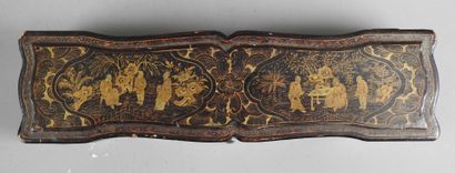 SOUTH EAST ASIA: Black lacquered wood fan...