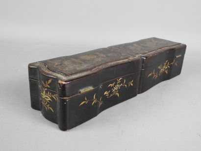 SOUTH EAST ASIA: Black lacquered wood fan...