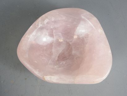 Reunion of a hand-polished rose quartz ashtray...