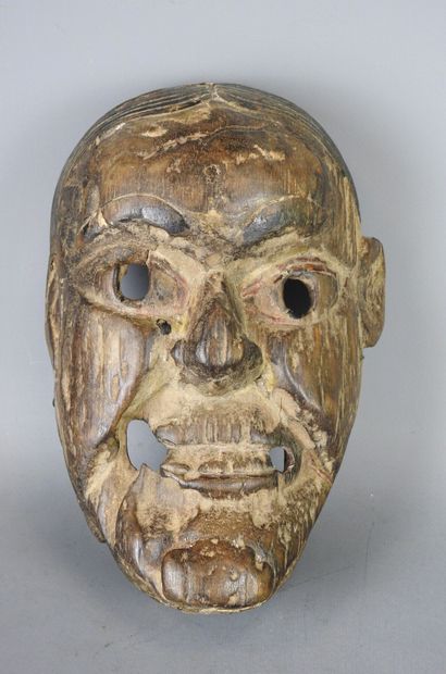 TERAIL, Nepal : Carved wooden dance mask....