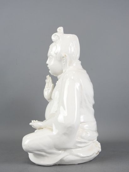 Statue de bouddha en porcelaine blanc de...