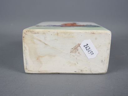 CHINA: Rectangular porcelain tea-bottle decorated...