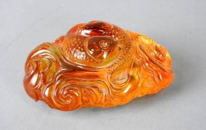 CHINA: Pressed glass fish molded in imitation...