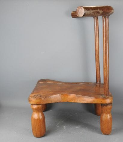 Ivory Coast - DAN : Wooden chair with brown...
