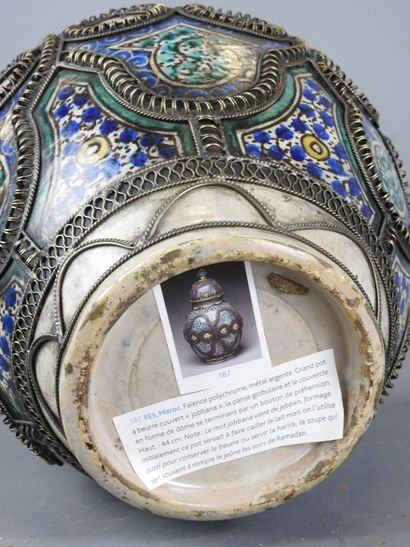 FES, Morocco.
Polychrome earthenware, silver-plated...
