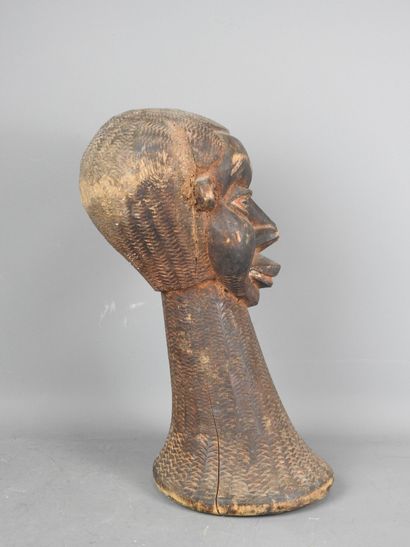 AFRICA: Bust of a man in wood with brown...