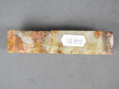 CHINA: Carved stone belt buckle decorated...