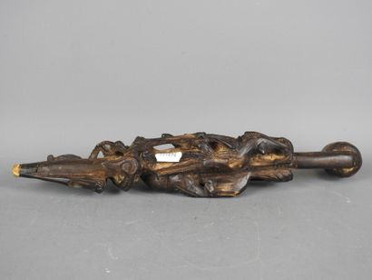 CHINA: Wooden opium pipe carved with a dragon...