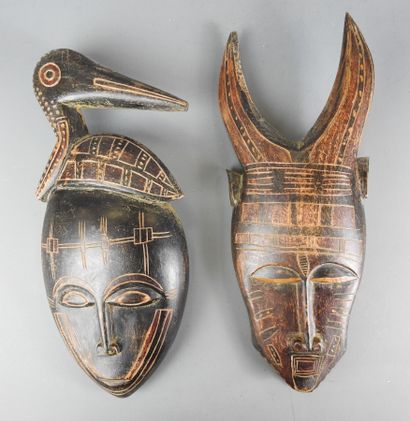 COTE D'IVOIRE (Baoulé) : Deux masques en...