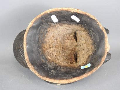 GABON: Copy of a PUNU mask in wood and black,...
