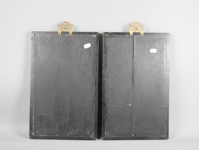 INDOCHINA: Two wooden panels carved with...