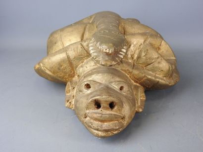 Ivory Coast: Gilded wood sculpture of a human...