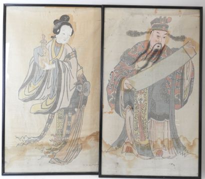 CHINA: couple of dignitaries. Two painted...