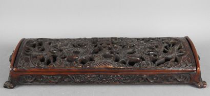 CHINA: Wooden openwork box with dragons,...