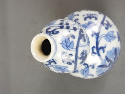 CHINE : Vase de forme double gourde en porcelaine...