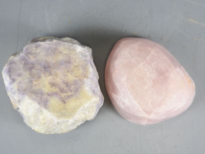 Reunion of a hand-polished rose quartz ashtray...
