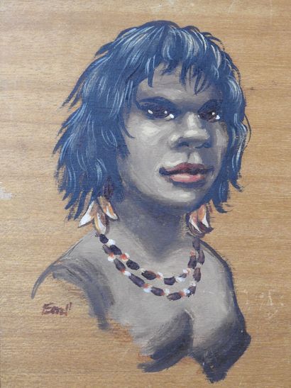 AUSTRALIA: Two painted panels of a woman...