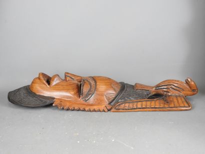 AFRICA: Wooden tribal mask with brown and...