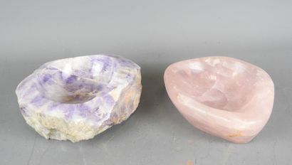 Reunion of a hand-polished rose quartz ashtray...