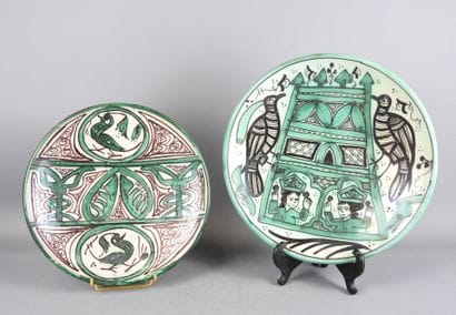 Hispano-Mauresque : Deux plats en faïence...