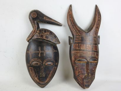 COTE D'IVOIRE (Baoulé) : Deux masques en...