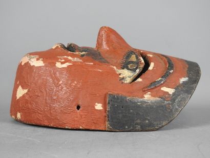 MEXIQUE : Masque visage d'homme, bois polychrome....