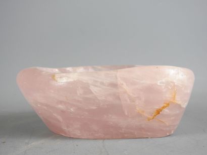 Reunion of a hand-polished rose quartz ashtray...