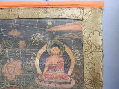 TIBET: Tangka - tempera depicting Avalokiteshvara....
