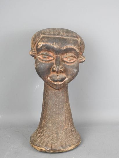 AFRICA: Bust of a man in wood with brown...