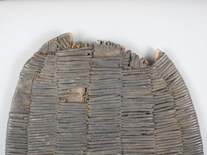 Wooden war shield covered with a fine fiber...