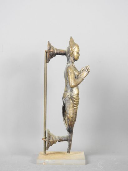 INDE : Statue Naga Kanya en bronze à patine...