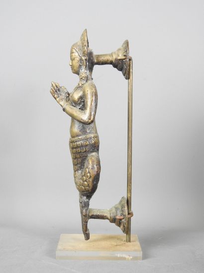 INDE : Statue Naga Kanya en bronze à patine...