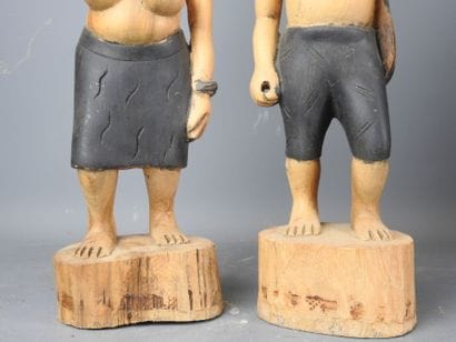 AFRICA: Pair of caryatid statues in wood...