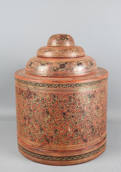BIRMANIA: Large and beautiful lacquered bamboo...