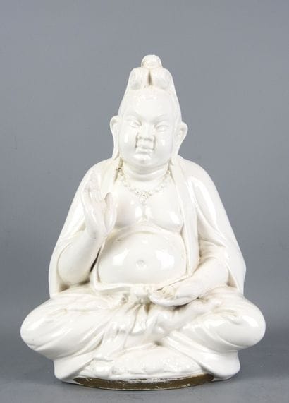 Statue de bouddha en porcelaine blanc de...