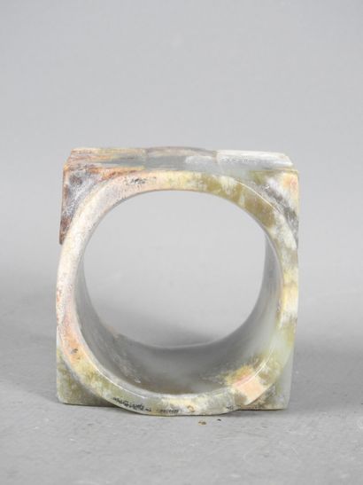 CHINA: Veined carved stone napkin ring Diam...
