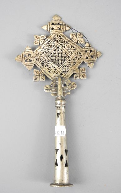 AMHARA - Éthiopie : Croix de procession copte...