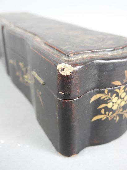 SOUTH EAST ASIA: Black lacquered wood fan...