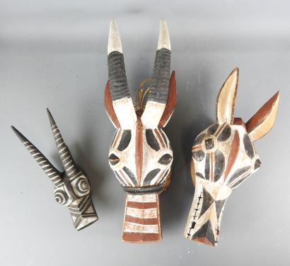 BURKINA FASO: Three polychromed hardwood...