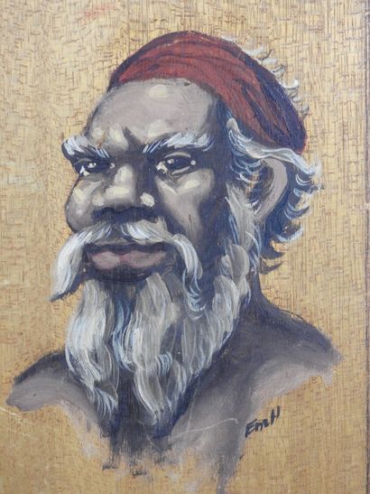 AUSTRALIA: Two painted panels of a woman...