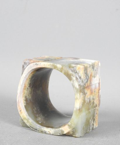 CHINA: Veined carved stone napkin ring Diam...