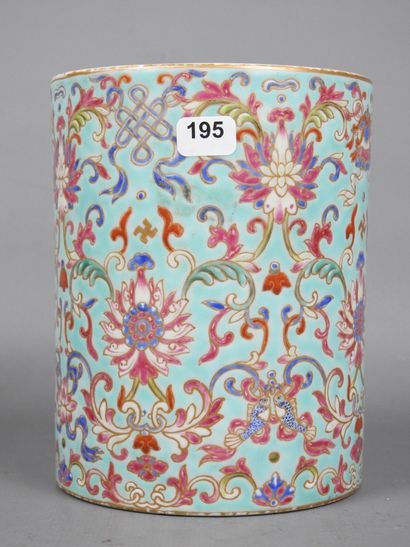 CHINA: Turquoise porcelain brush pot. Daoguang...