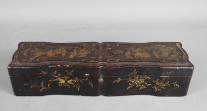 SOUTH EAST ASIA: Black lacquered wood fan...