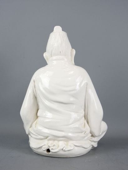 Statue de bouddha en porcelaine blanc de...