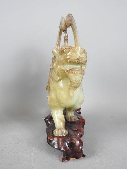 CHINA: Pair of jadeite stone chimeras on...